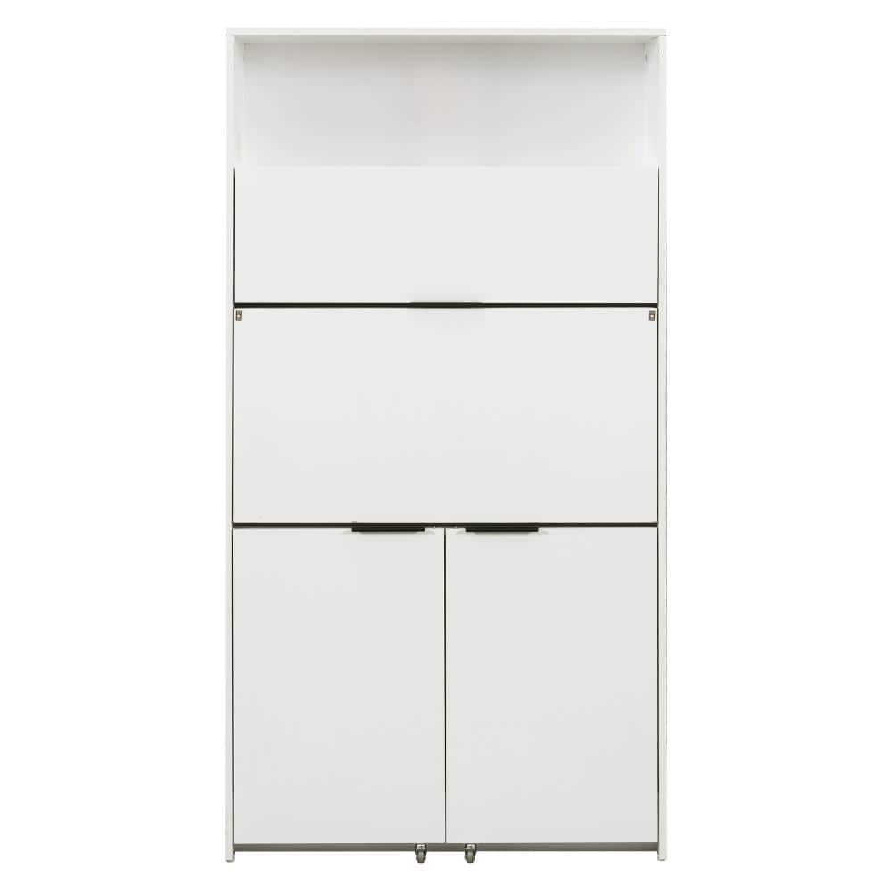 36 in. W x 15 in. D x 69 in. H White Linen Cabinet, Foldable Pantry Storage Cabinet with Adjustable Shelf, Power Outlet price history on PriceWatchPro