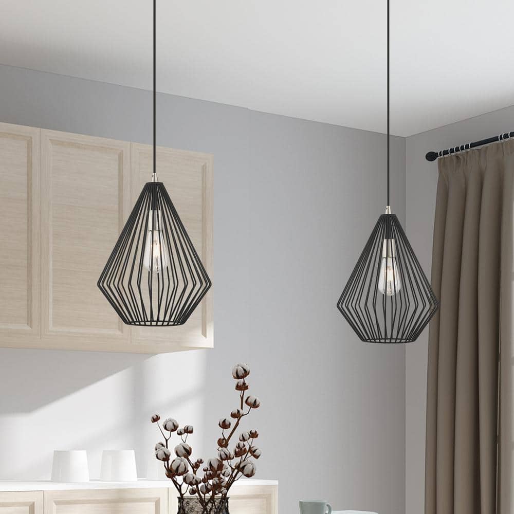 Linz Black Steel Geometric Mini Pendant Light - 21" Height