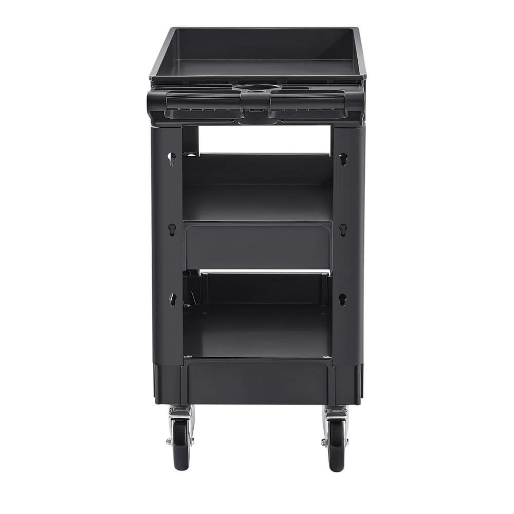 Utility Service Cart 550 lbs., 3-Shelf Heavy Duty Plastic Rolling Cart with Swivel Wheels, Garage, Polypropylene price history on PriceWatchPro