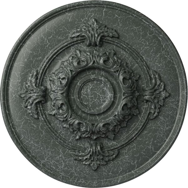 Ekena Millwork 13-3/4" x 1" Monique Urethane Ceiling Medallion (Fits Canopies upto 3-3/4"), Athenian Green Crackle