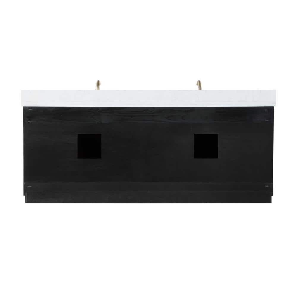 Gazsi 84" Black Oak Vanity with Composite Stone Top