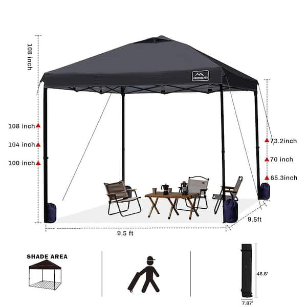 10 ft. x 10 ft. Pop Up Commercial Canopy Tent Waterproof and Portable Outdoor Shade with Adjustable Legs in Black