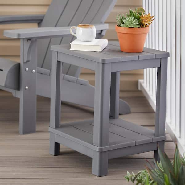Keter Deluxe 20 in. Resin Gray Square Patio Side Table With Keter Deluxe 20 in. Resin Gray Square Patio Side Table With