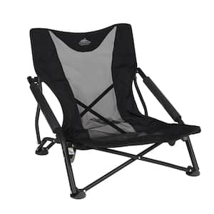 Low Profile Folding Aluminum Camping Chair for Beach, Picnic, Barbqeues, Sporting Events with Carry Bag, Black