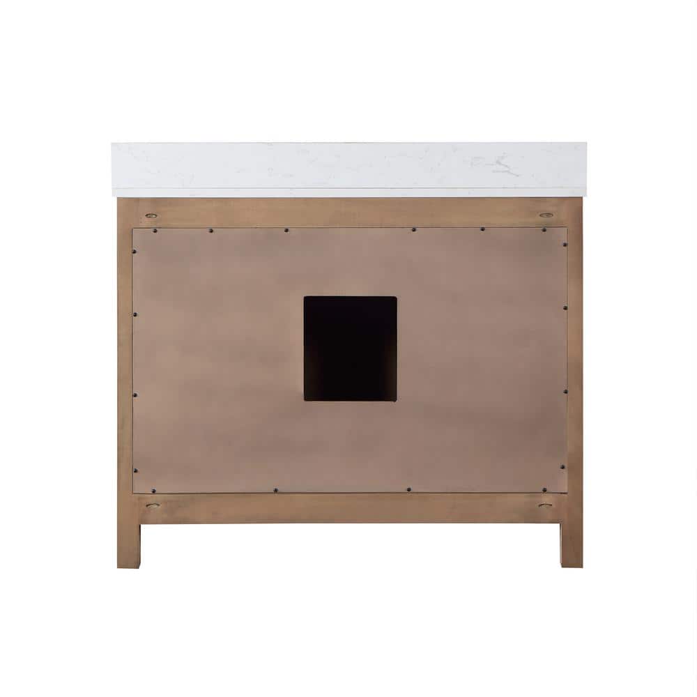 Hadiya 42" Brown Pine Vanity with White Stone Top
