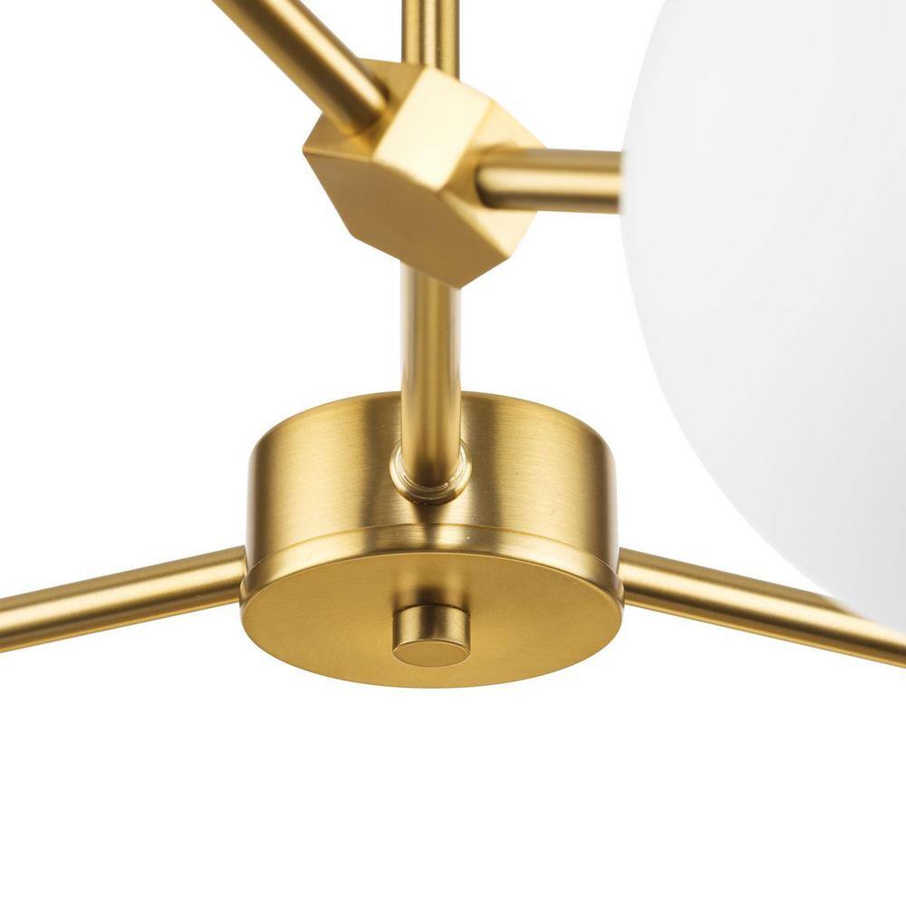 Haas 33.5" Brushed Bronze Chandelier with Opal Glass Globes