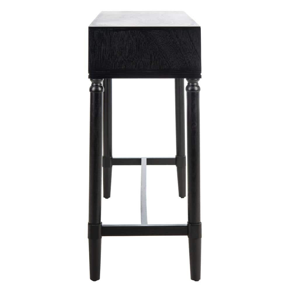 Aliyah Black Wood Console Table with Storage Drawers