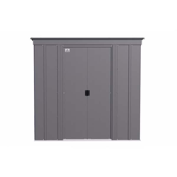 Arrow 6 ft. x 4 ft. Grey Metal Storage Shed With Pent Style Roof 24 Sq. Ft.