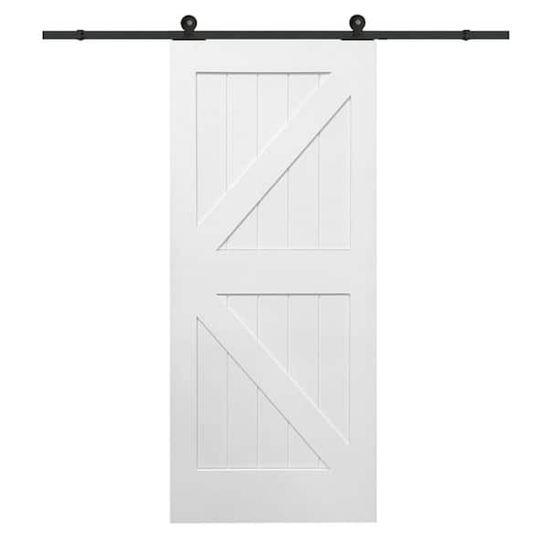 MMI DOOR 42 in. x 84 in. Primed K-Plank MDF Sliding Barn Door with Hardware Kit
