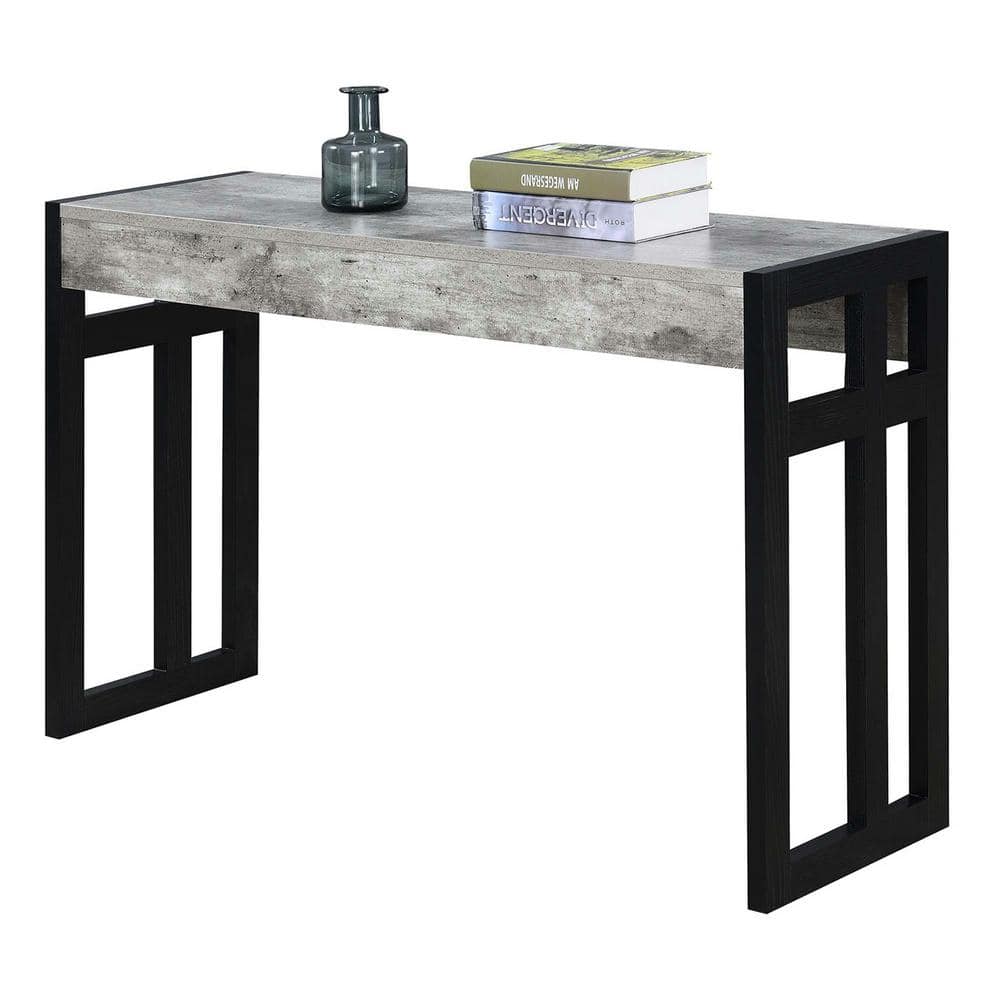 Faux Birch and Black Wood Console Table with Storage
