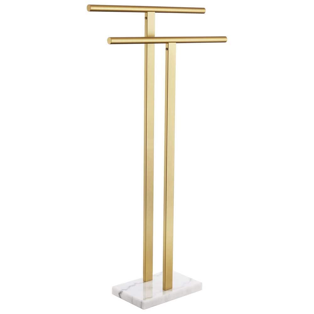 2-Tier Towel Holder in Brushed Gold Stainless Steel with Marble Base Bath Accessory for Bathroom Floor price history on PriceWatchPro