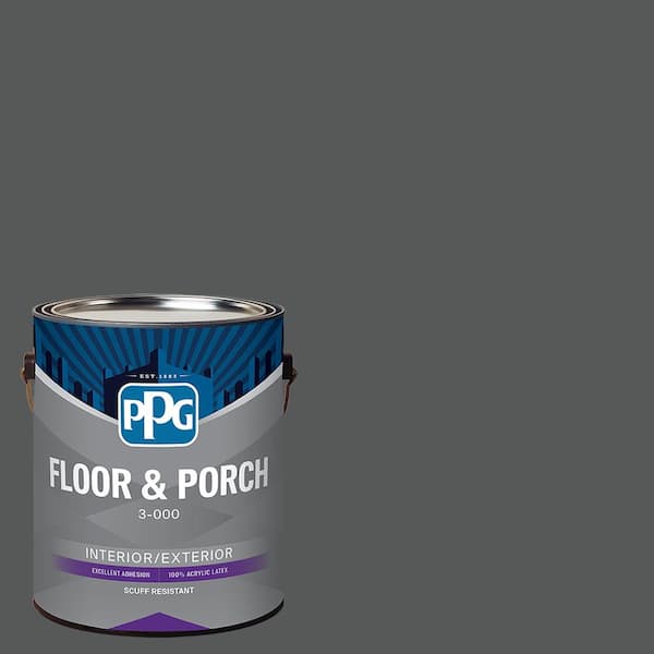 PPG 1 gal. PPG0997-7 Black Widow Satin Interior/Exterior Floor and Porch Paint