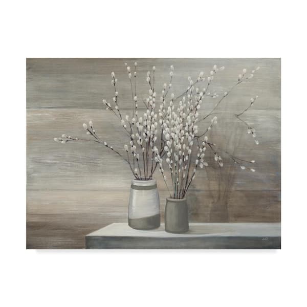 Trademark Fine Art 18 in. x 24 in. "Pussy Willow Still Life Gray Pots" by Julia Purinton Printed Canvas Wall Art