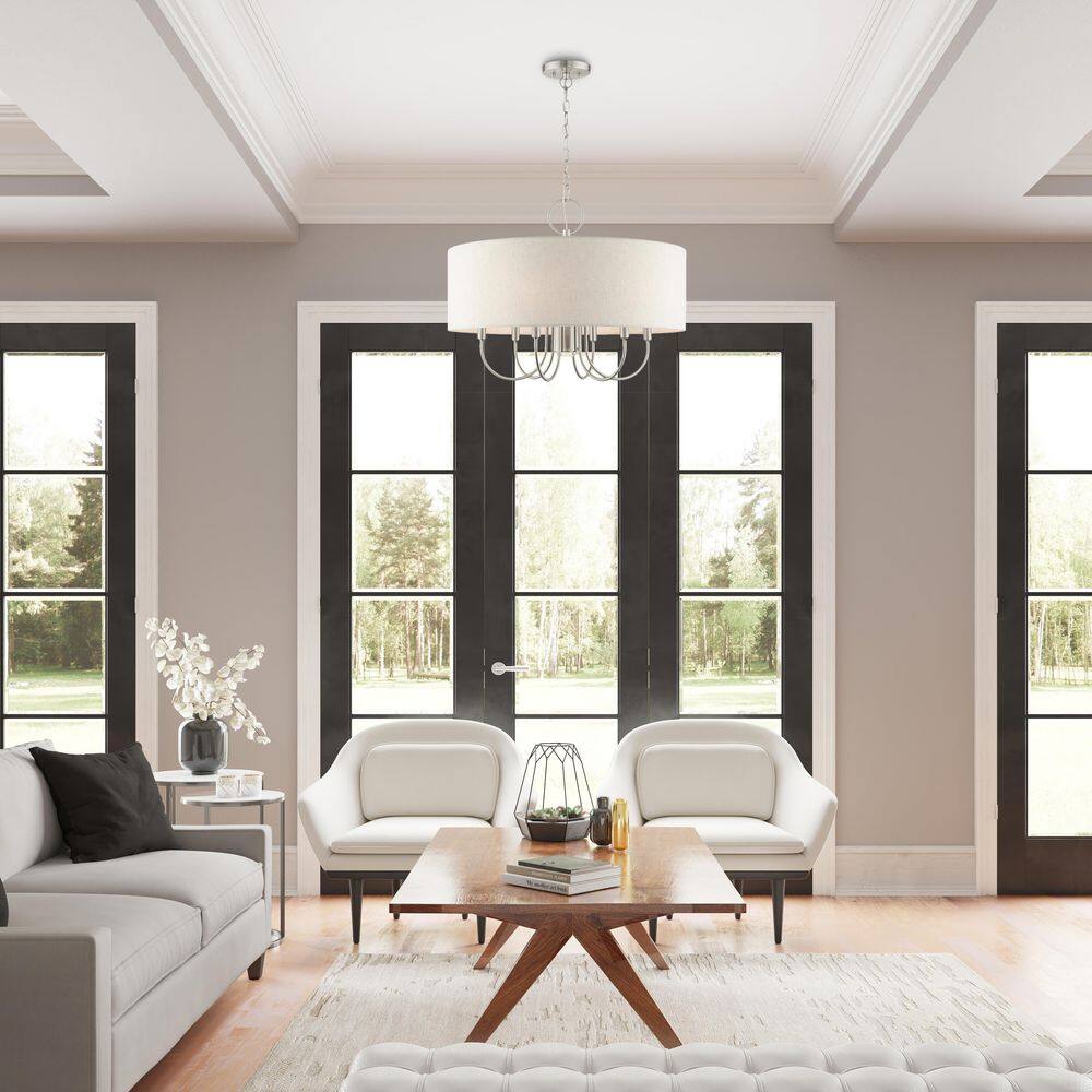 Blossom 24" Brushed Nickel Glass Drum Pendant Light