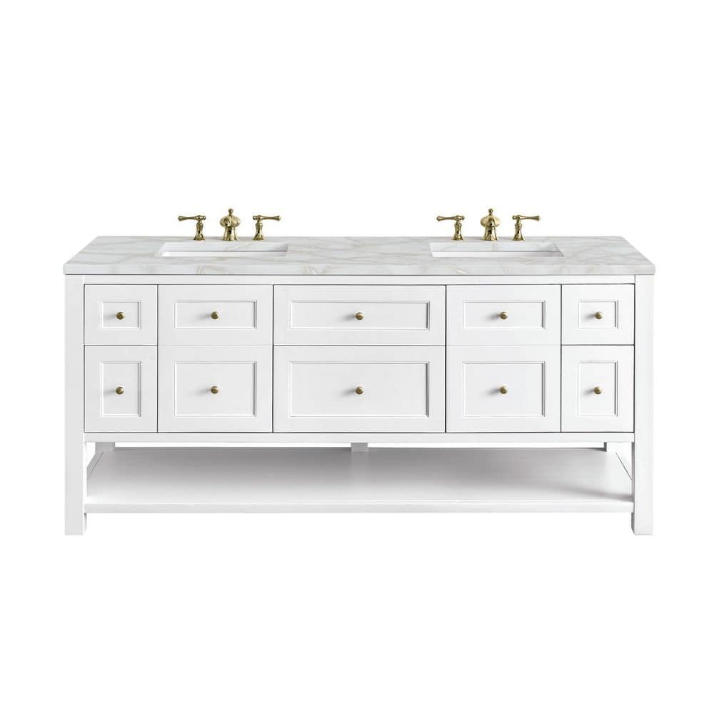 Breckenridge 72.0 in. Double Bath Vanity in Bright White with Wireless Charging Victorian Silver Quartz Top price history on PriceWatchPro