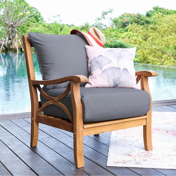 Cambridge Casual Kinsley 5-Piece Premium Indonesia Teak Wood Patio Conversation Set with Gray Cushion - image 5