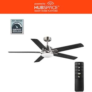 Greenhaven 60 in. White Color Changing LED Brushed Nickel Smart Ceiling Fan with Light and Remote Powered by Hubspace