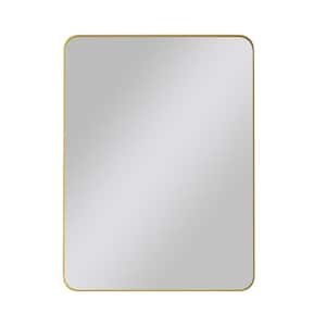 30 in. W x 40 in. H Metal Rectangular Framed Wall Bathroom Vanity Mirror in Gold, Wall Decor