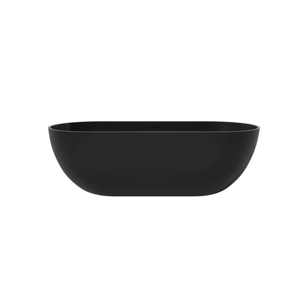 69 in. Stone Resin Solid Surface Flatbottom Non-whirlpool Freestanding Bathtub in Black price history on PriceWatchPro