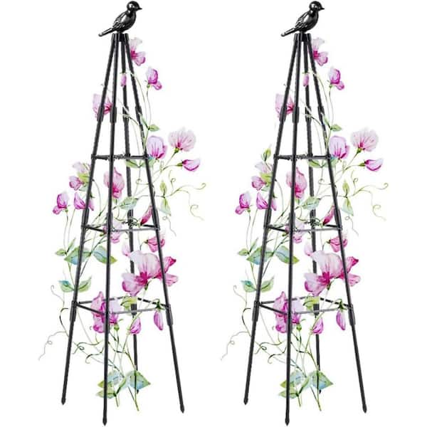 47 in. Garden Obelisk Trellis 2 Pack, Tomato Cage for Climbing Plants, Metal Plant Support for Indoor Outdoor Use
