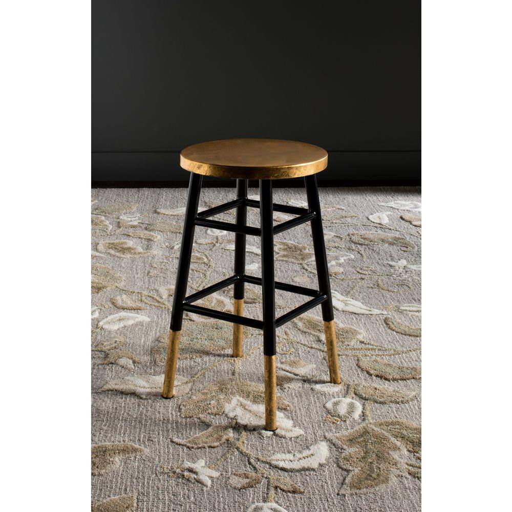 Black and Gold Metal Backless Counter Stool