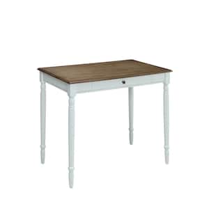French Country 36 in. Rectangle White Veneer Wood Desk with Keyboard Tray
