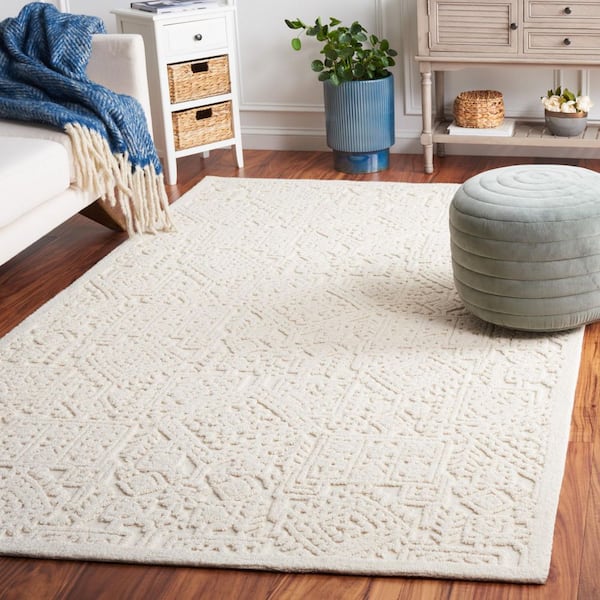 Textural 6 ft. x 9 ft. Ivory Ornate High-Low Area Rug