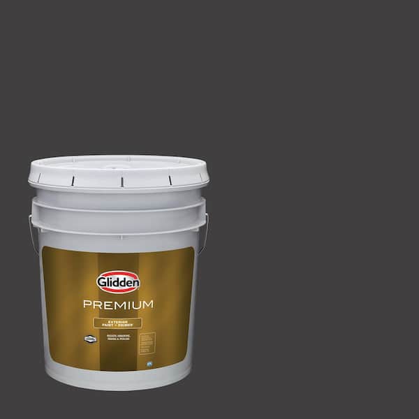 Glidden Premium 5 gal. #PPG1001-7 Black Magic Flat Exterior Latex Paint