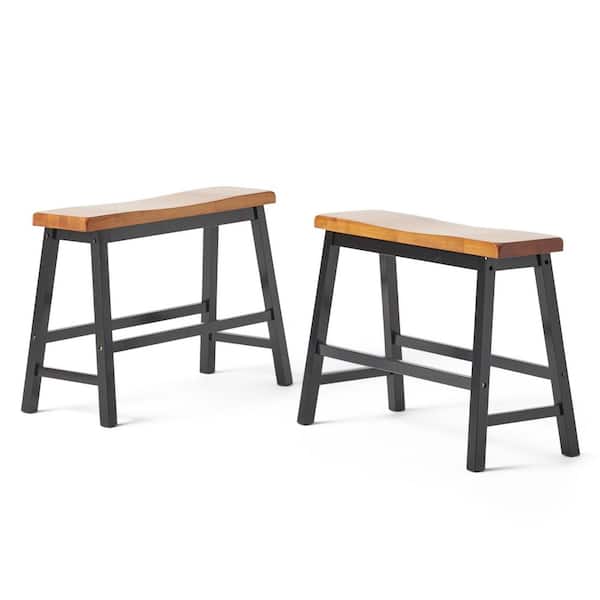 Noble House Pomeroy Walnut/Black 24 in. Saddle Bench
