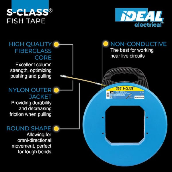 Tuff-Grip Pro 200 ft. x 3/16 in. S-Class Fish Tape with Leader