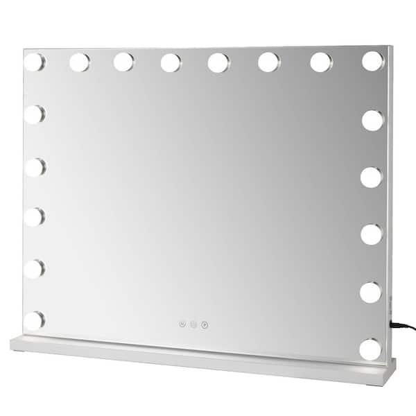 GQB Hollywood Vanity Mirror with Lights 28 x 22 Inch Large Makeup Mirror with 18 Bulbs with 3 Color Modes and Touch Control