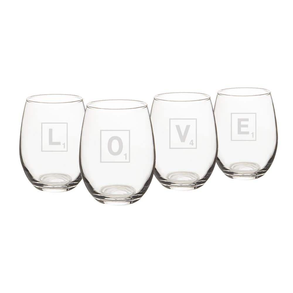 Cathy S Concepts Love Letter 15 Oz Stemless Wine Glasses Set Of 4 V17 Ld1106 4 The Home Depot