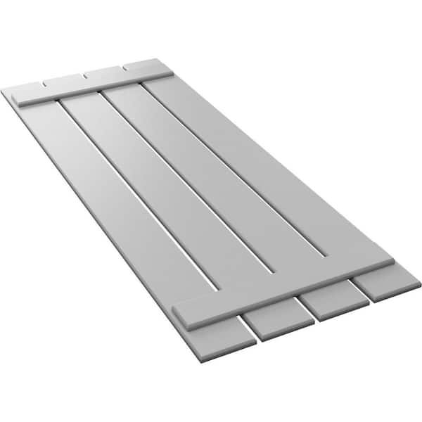 Ekena Millwork 23 in. x 65 in. True Fit PVC Four Board Spaced Board and Batten Shutters Pair in Primed