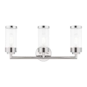 Cavanaugh 23.5 in. 3-Light Polished Chrome Vanity Light with Clear Glass