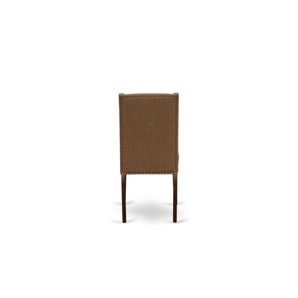 Mahogany Square Dining Set with Brown Beige Linen Chairs