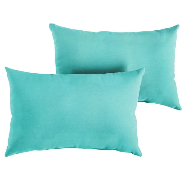SORRA HOME Sunbrella Canvas Aruba Rectangular Outdoor Knife Edge Lumbar Pillows (2-Pack)