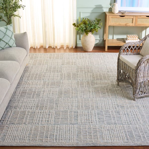 Abstract 9 ft. x 12 ft. Gray/Ivory Checkered Unitone Area Rug