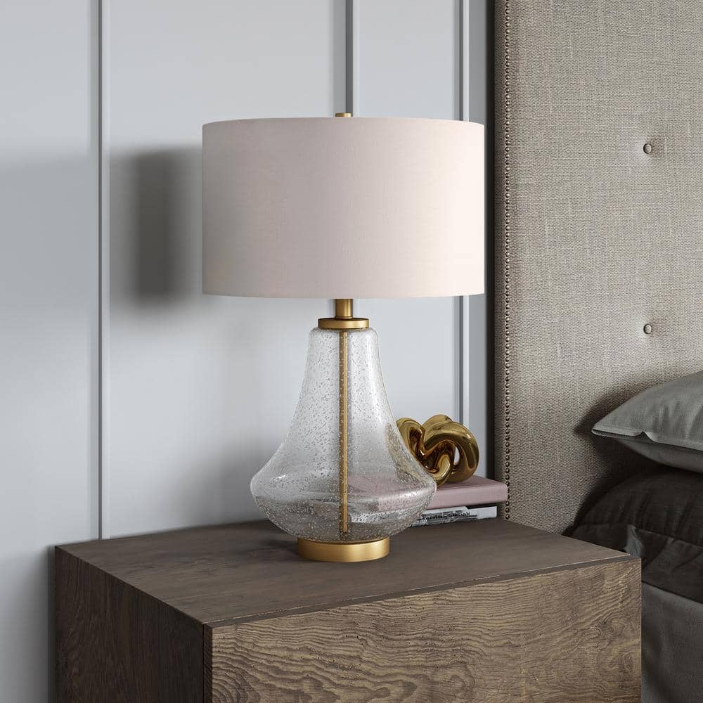 Lagos 23" Kids Brushed Brass Table Lamp with Linen Shade