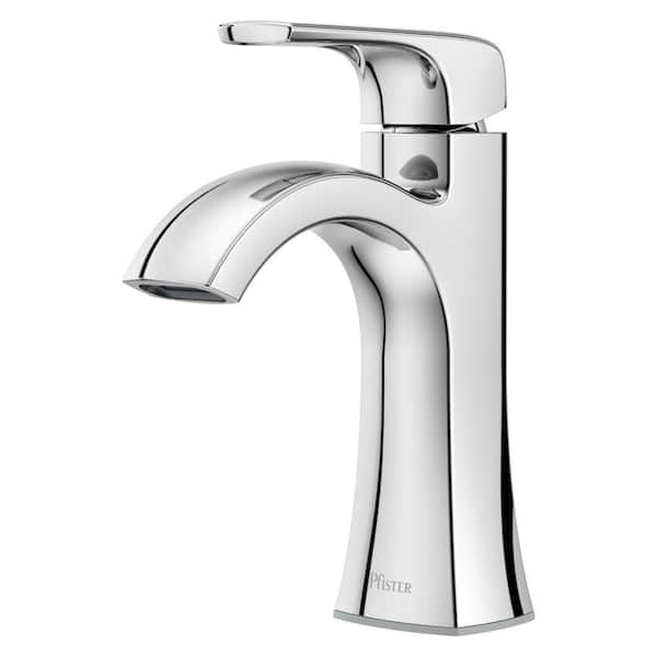 Pfister Bruxie Single-Handle Single-Hole Bathroom Faucet with Deckplate and Drain Kit Included in Polished Chrome