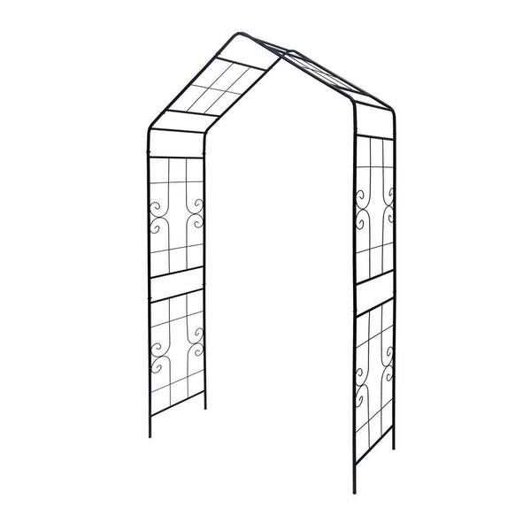 Jushua 94.5 in. x 56.3 in. Metal Garden Arch Arbor Climbing Plants ...