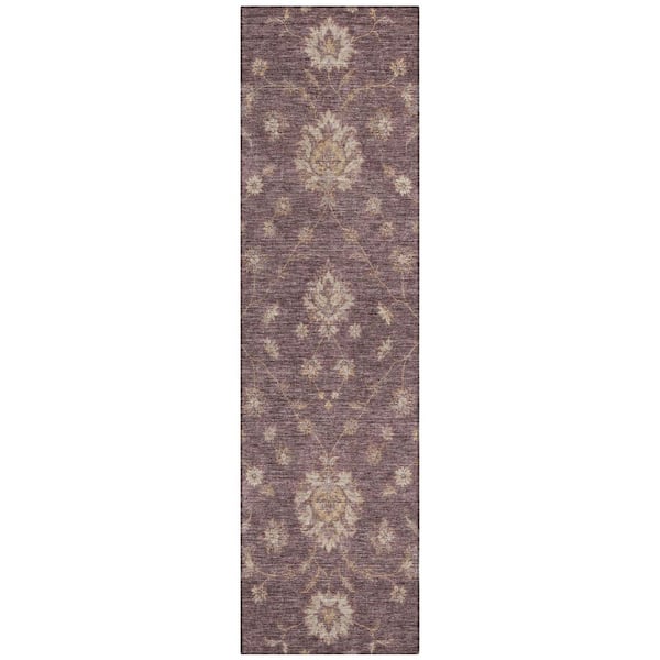 Chantille Machine Washable Indoor/Outdoor Abstract ACN3076 Plum 2 ft. x 7 ft. Runner Rug