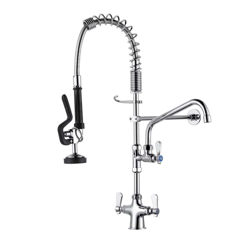 Triple Handle Pull Down Sprayer Kitchen Faucet with Advanced Spray and Pre Rinse Sprayer in Polished Chrome price history on PriceWatchPro