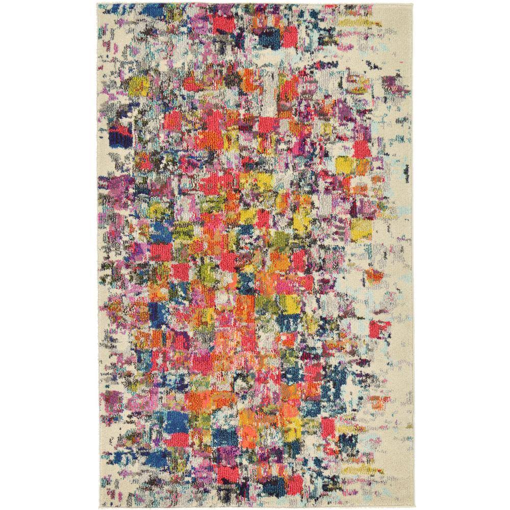 Vibrant Estrella Abstract Blue 3'3" x 5'3" Synthetic Indoor Rug