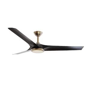 Sansra 60 in. Indoor/Outdoor Brass Standard Ceiling Fan with CCT Integrated LED