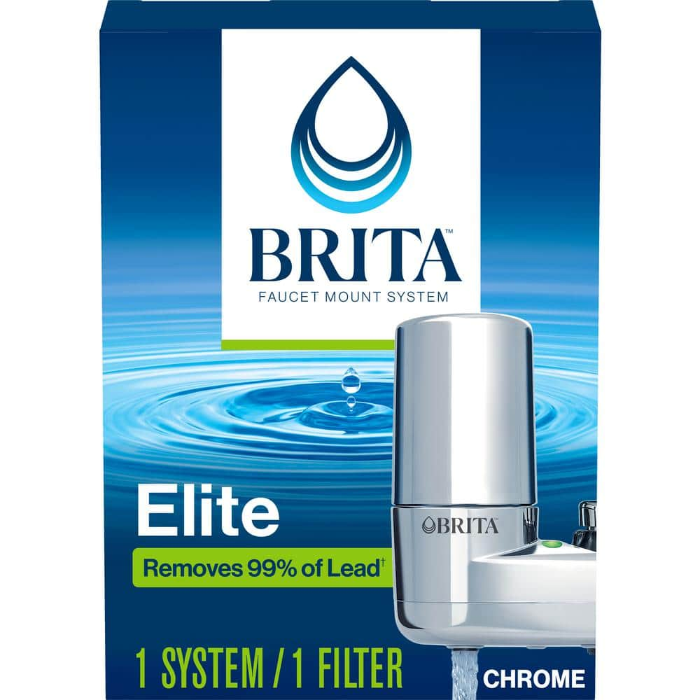 Brita Elite Water Faucet Filtration Mount System  Fits Standard Faucets  Chrome  Includes 1 Filter