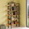 FABULAXE Industrial 67.5 in. Brown Wood and Metal 5-Shelf Etagere Bookcase  Open Storage Free Standing Bookshelf QI003995.L - The Home Depot