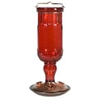 Red Antique Bottle Decorative Glass Hummingbird Feeder - 24 oz. Capacity