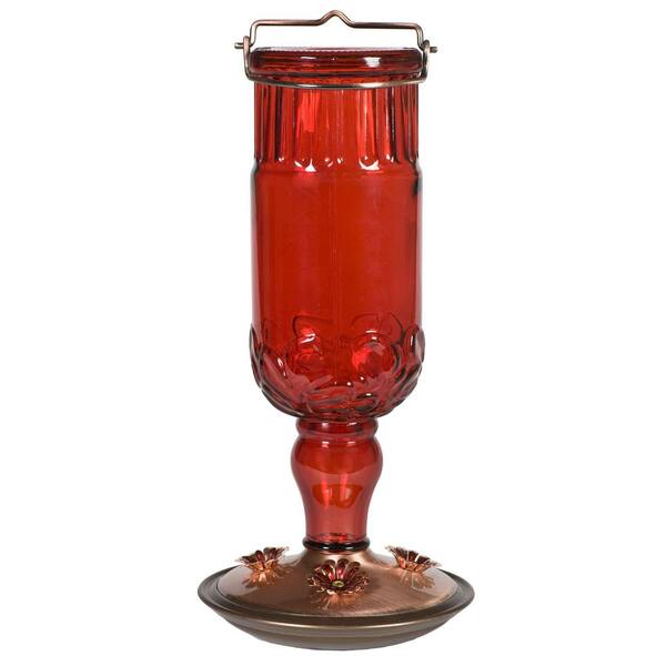 Perky-Pet Red Antique Bottle Decorative Glass Hummingbird Feeder - 24 oz. Capacity