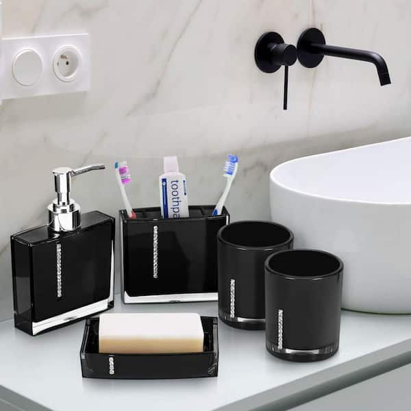 Black Ceramic Toothbrush and Tumbler