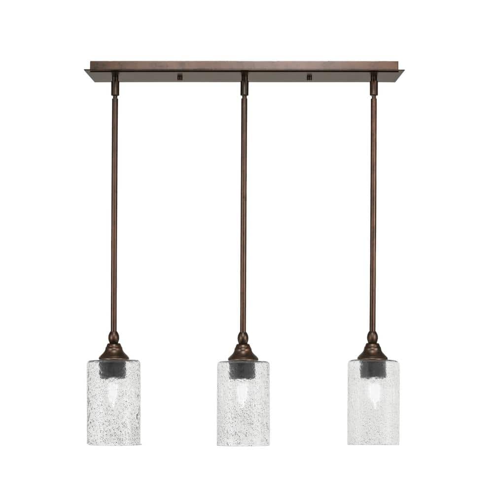 Livingston 100-Watt 3-Light Bronze Shaded Pendant Light with 4 Smoke Bub